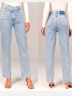 Abercrombie & Fitch 90's High Rise Straight Leg Jeans With Crossover Zipper